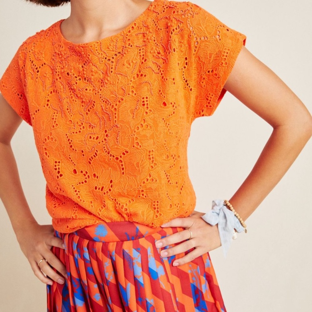 Anthropologie Karine beaded lace top size XS